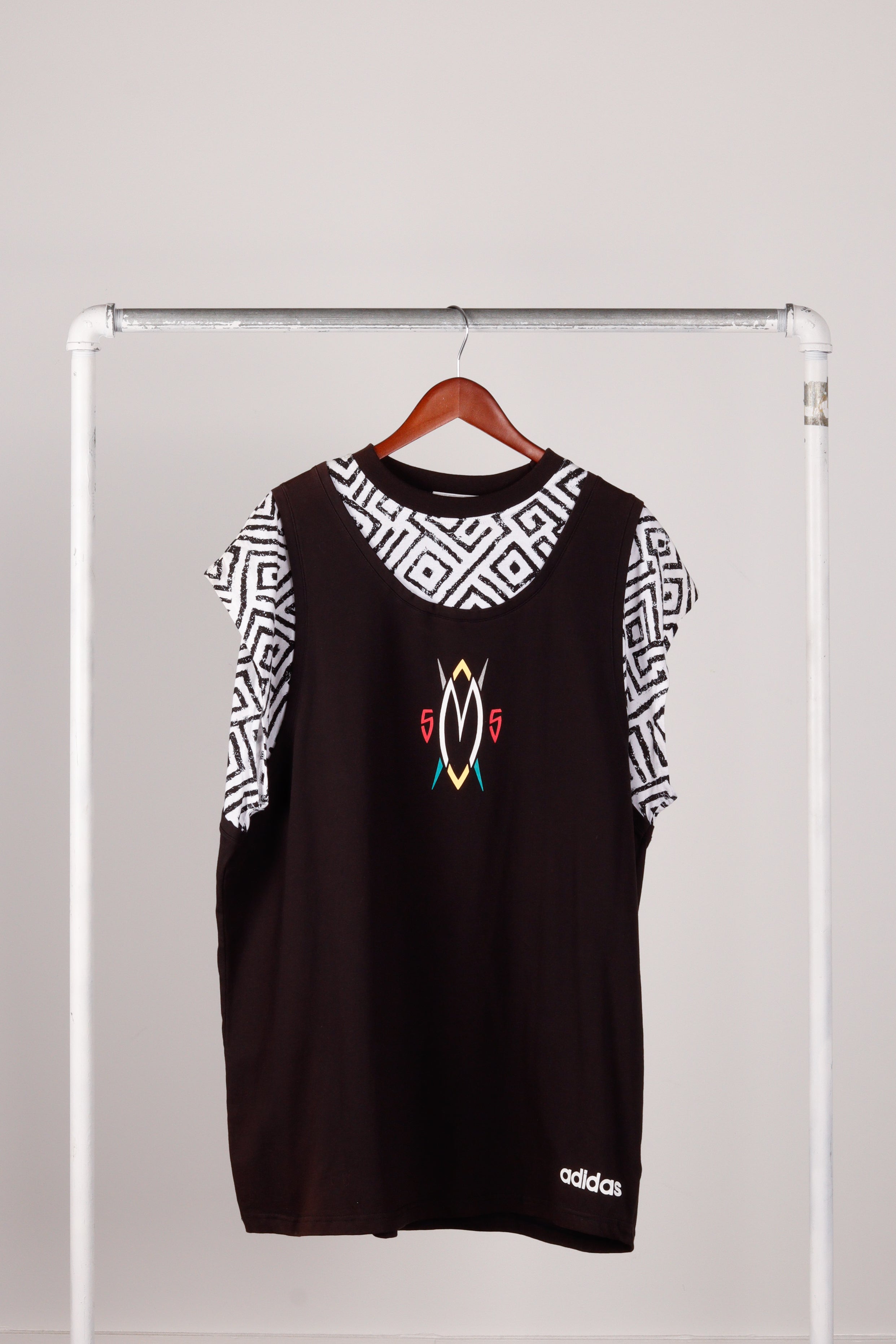 Vintage 1993 adidas Mutombo Illusion Layered Tank Top Black thepopup