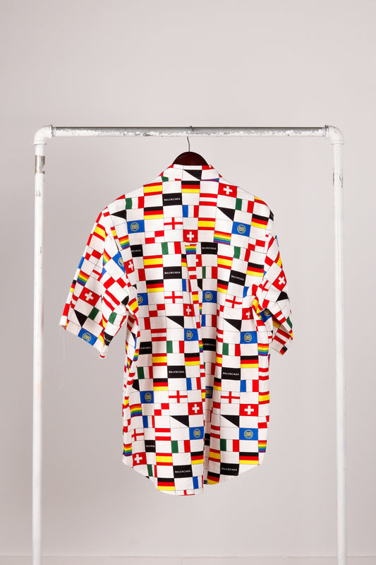 Balenciaga SS18 'Flags Print' Oversized S/S Shirt (2018)