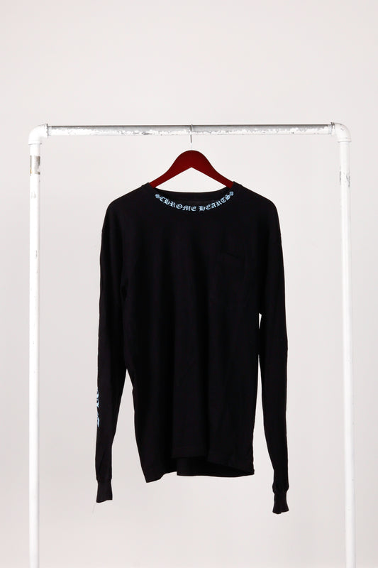 Chrome Hearts FW19 'Blue Script Logo' L/S Pocket T-Shirt (2019)