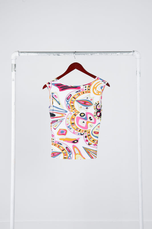 Emilio Pucci SS05 'Geodesic Multicolor Print' Sleeveless Shirt (2005)