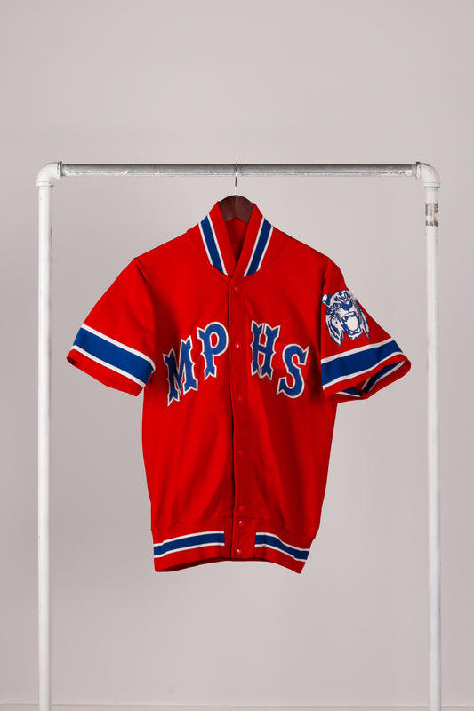 Vintage 70's Sand Knit 'MPHS Basketball Shooting Shirt' Top Red