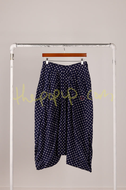 Comme des Garçons AW05 'Polka Dot Print' Canvas A-Skirt Blue (2005)