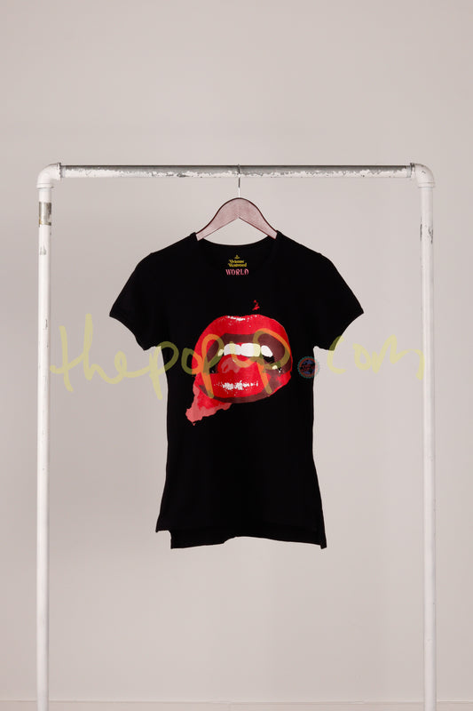 Vivienne Westwood SS07 'WORLD TOUR' Lip T-shirt Black (2007)