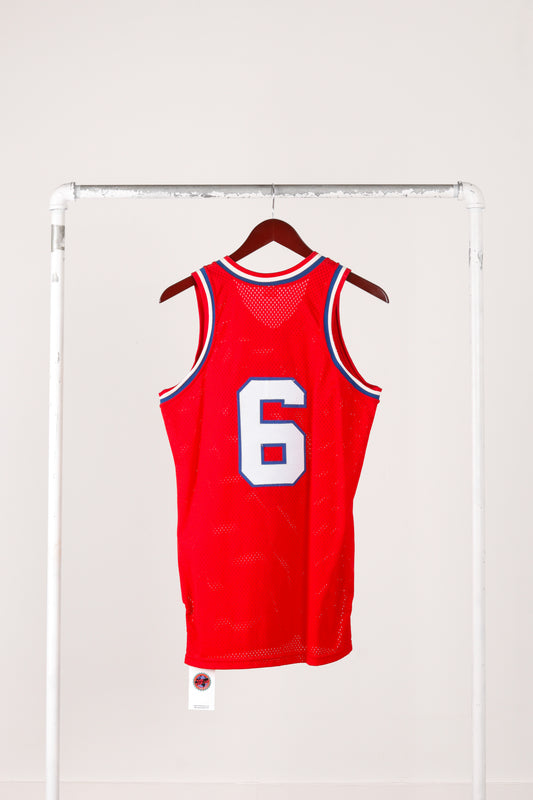 Vintage 80's Sand Knit 'Philadelphia 76ers Julius Erving Authentic' Away Basketball Jersey Red