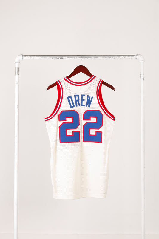 Vintage 80's Sand Knit 'Sacramento Kings Larry Drew Authentic' Home Basketball Jersey