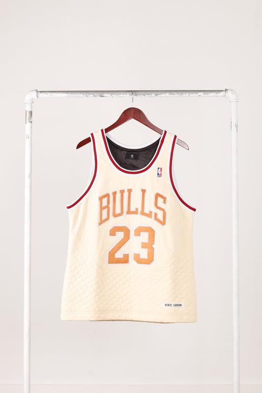 Renzo Cardoni 'Custom Quilted Chicago Bulls Michael Jordan' Jersey Beige