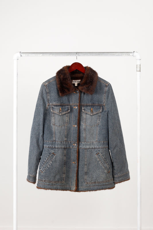 90's Marvin Richards 'Faux Fur Lined' Denim Jacket