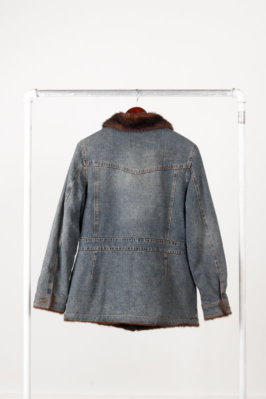 90's Marvin Richards 'Faux Fur Lined' Denim Jacket
