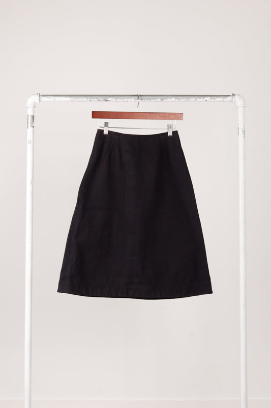 2000's Celine 'Canvas Cotton' Midi Skirt Black