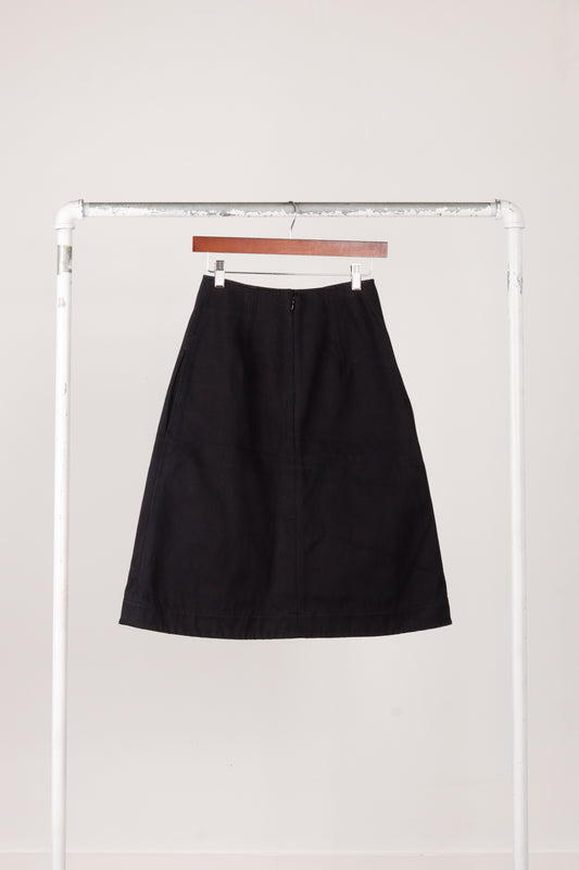 2000's Celine 'Canvas Cotton' Midi Skirt Black