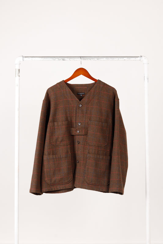 Engineered Garments FW21 'Glen Plaid Work' Cardigan Brown (2021)