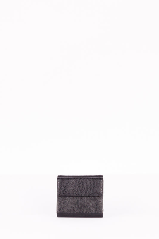 Lanvin Collection 'Pebbled Leather Snakeskin Patch' Trifold Wallet Black