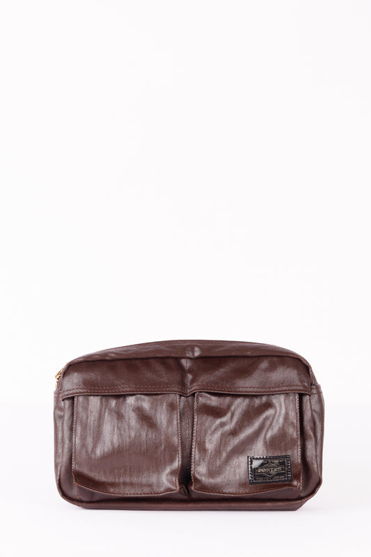 Porter 'Waxed Leather Tanker' Waist Bag Brown