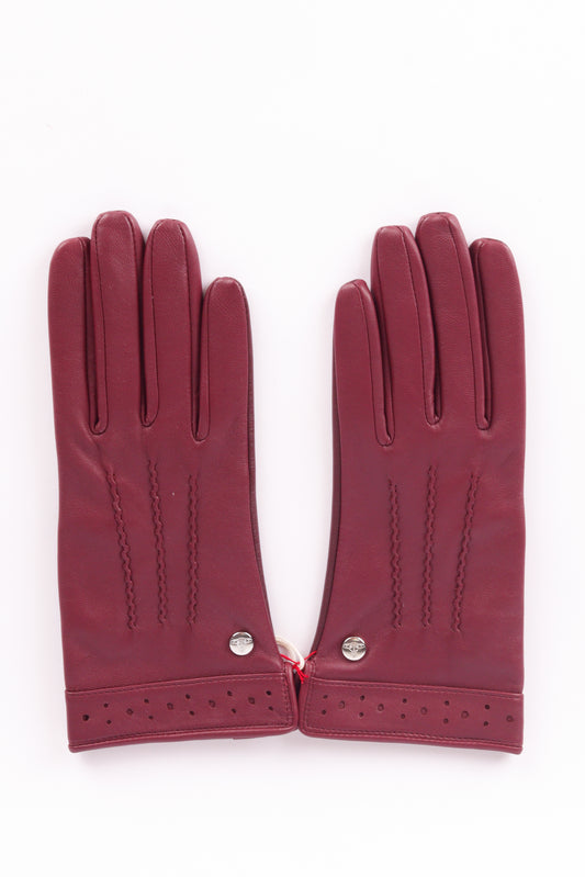 Vivienne Westwood FW24 'Orb Logo Sheepskin' Leather Gloves Burgundy (2024)