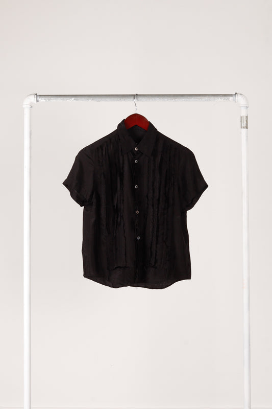 Comme des Garçons tricot SS04 'Frayed Guayabera' Rayon S/S Shirt Black (2004)