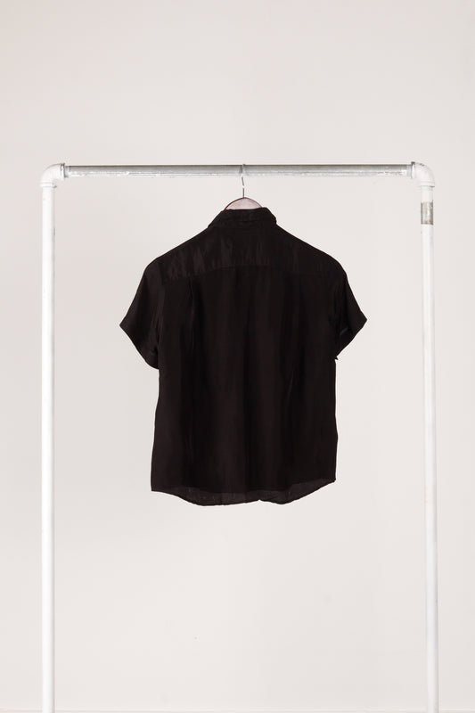 Comme des Garçons tricot SS04 'Frayed Guayabera' Rayon S/S Shirt Black (2004)