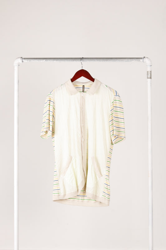 Frapbois 'Mixed Materials' S/S Shirt Cardigan Beige