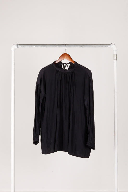 Beams Lights 'Pleated Ruffle' Blouse Black