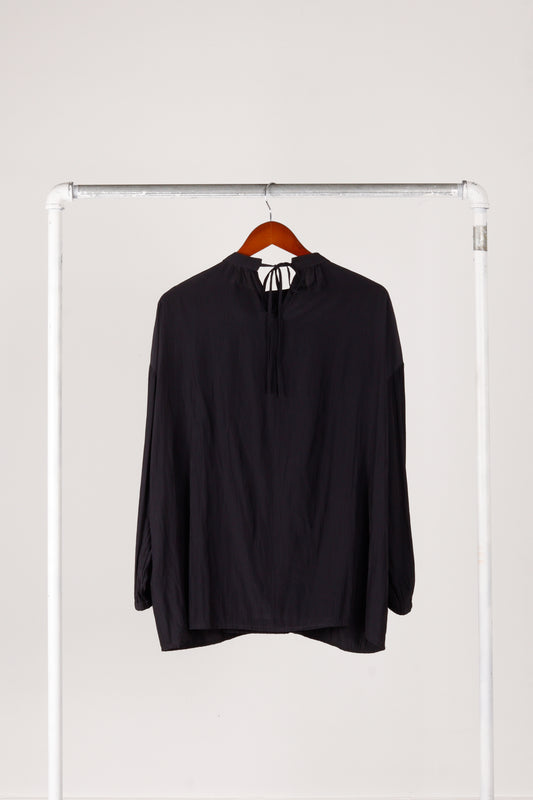 Beams Lights 'Pleated Ruffle' Blouse Black