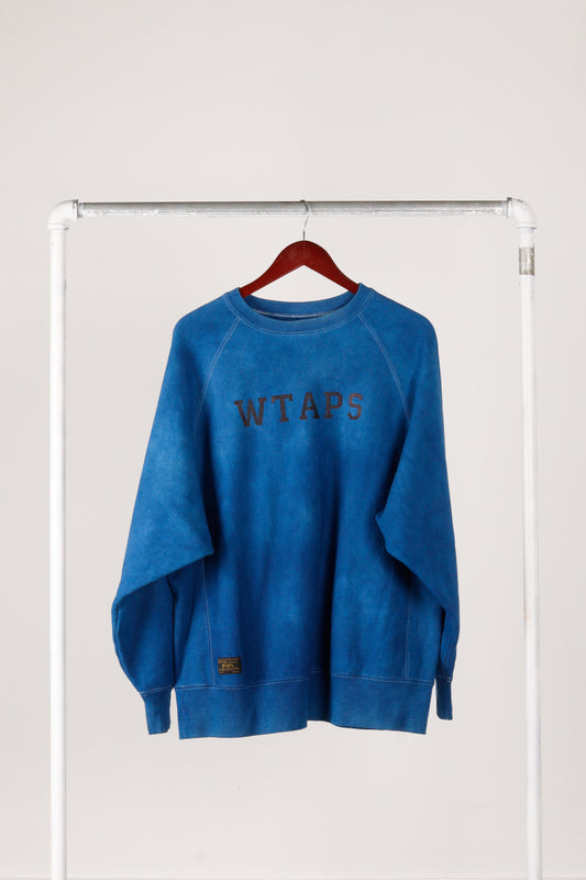 WTAPS SS17 'College Design Dyed' Crewneck Sweatshirt Blue (2017)