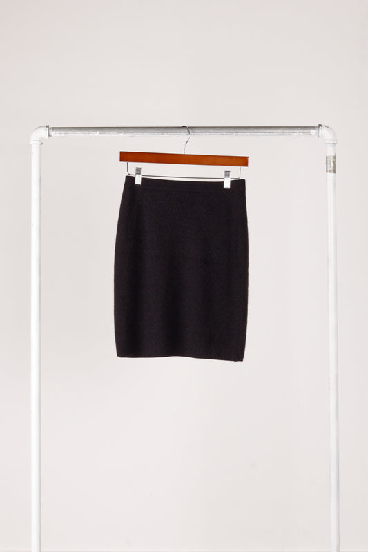 80's Issey Miyake 'Wool Pencil' Skirt Black