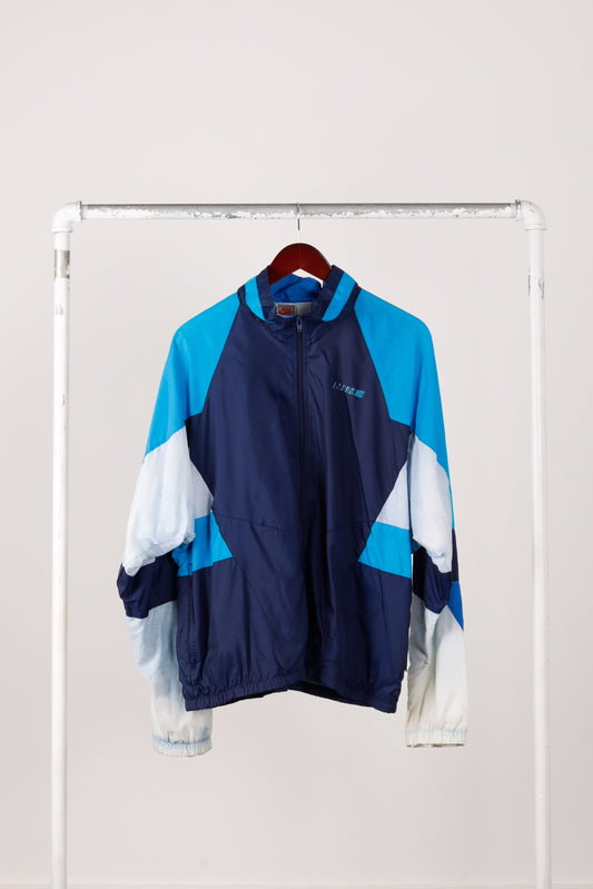 Vintage 80's Nike 'Spell Out Color Block' Logo Windbreaker Jacket Blue