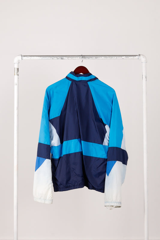 Vintage 80's Nike 'Spell Out Color Block' Logo Windbreaker Jacket Blue