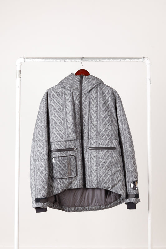 UNDERCOVER AW21 'Cable Knit Print' Hooded Jacket Grey (2021)
