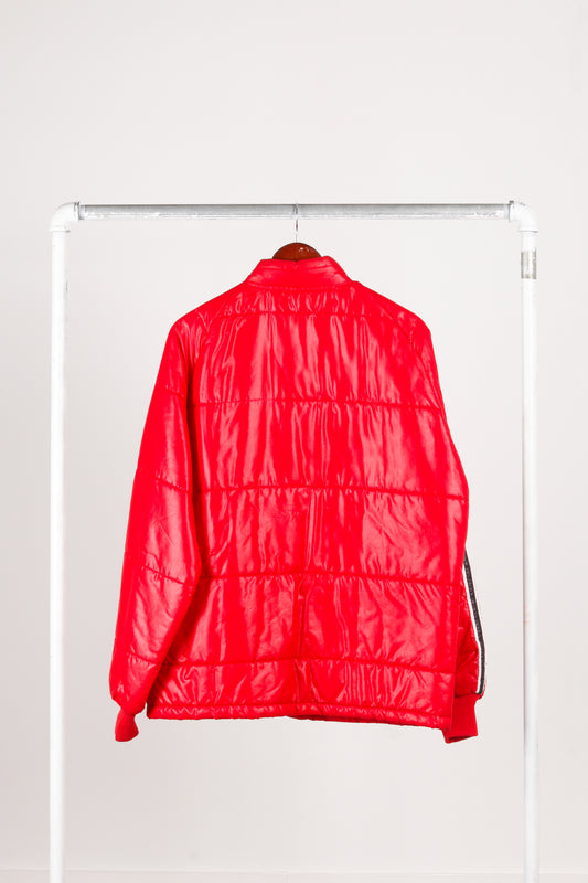 Vintage 70's Bell Helmets 'Logo Patch' Panel Down Jacket Red