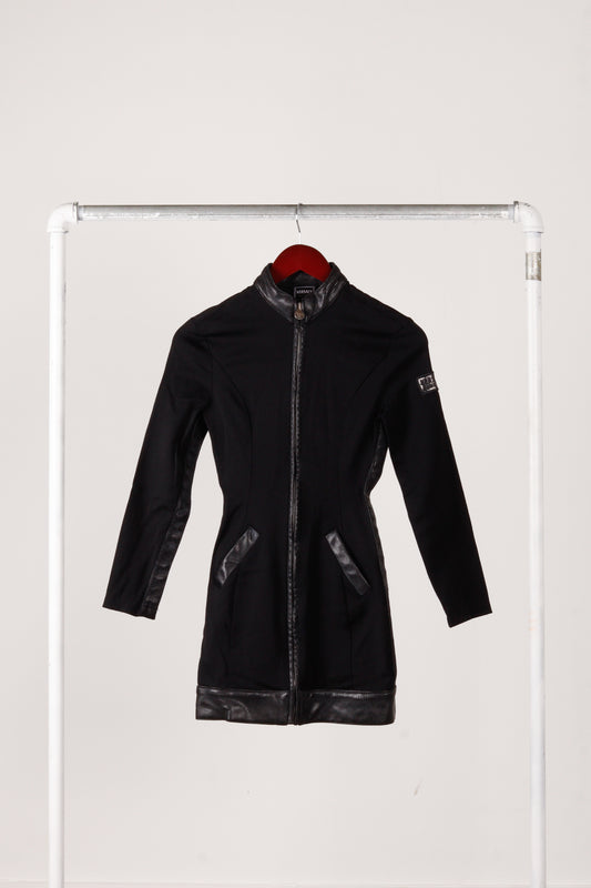 90's Versace Jeans Couture Womens 'Lambskin Trim' Full-Zip Mini Dress