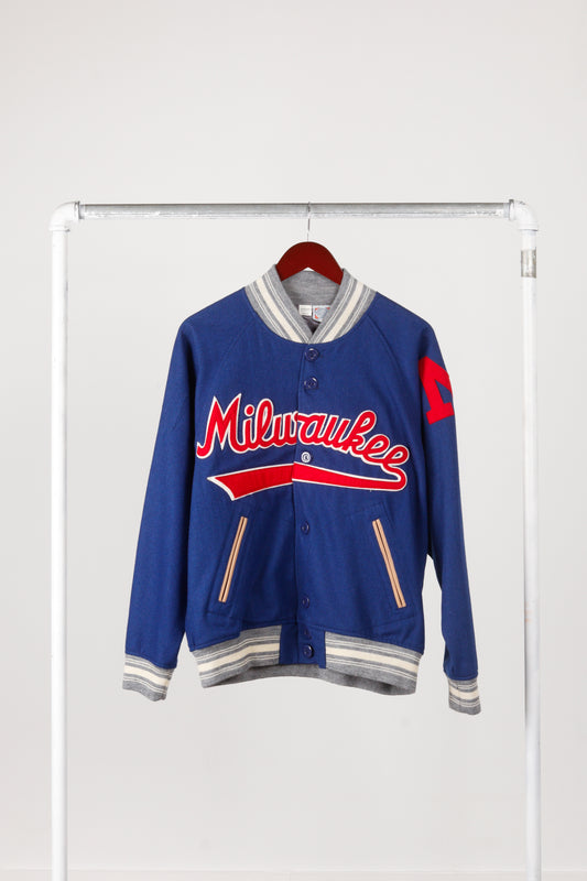 Ebbets Field Flannels 'Milwaukee Braves' Wool Bomber Jacket