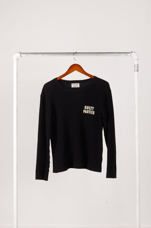 Wacko Maria The Guilty Parties 'Upsetter' Waffle Knit Thermal Crewneck Black