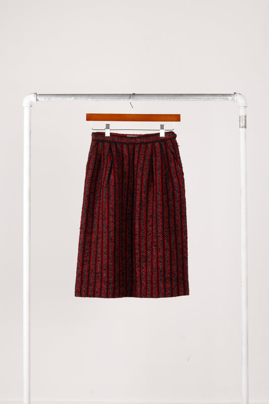 80's Yves Saint Laurent 'Westwater Pattern Knit' Wool A-Line Skirt