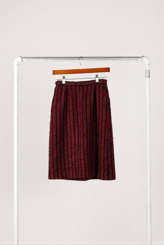 80's Yves Saint Laurent 'Westwater Pattern Knit' Wool A-Line Skirt