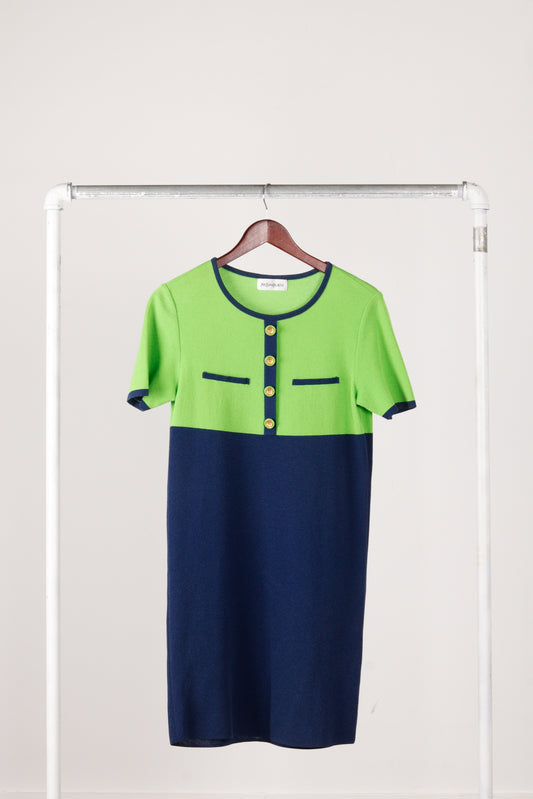 2000's Yves Saint Laurent 'Color Block' Knit Mod Dress