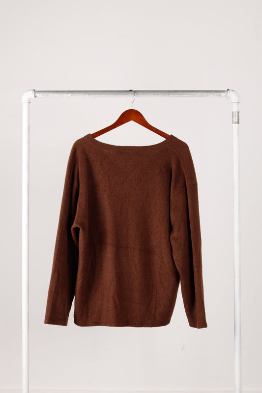 South2 West8 'Acrylic Mohair' Loose Fit Sweater Brown
