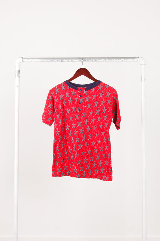Hand Made 'Star Pattern' Knitted Button Top