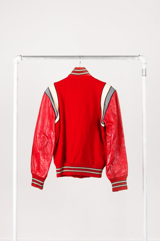 Vintage 50's Butwin 'Varsity Letterman' Wool Leather Jacket Red