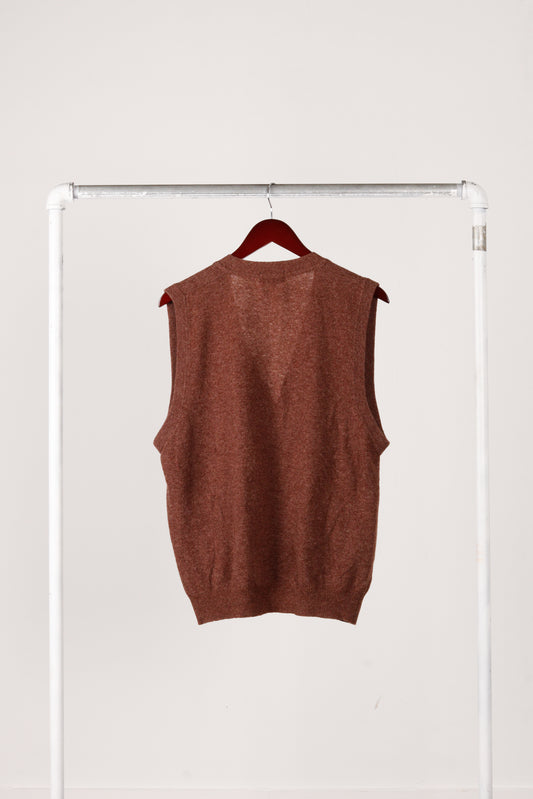 80's Kenzo 'Laine Wool' Cardigan Sweater Vest Brown