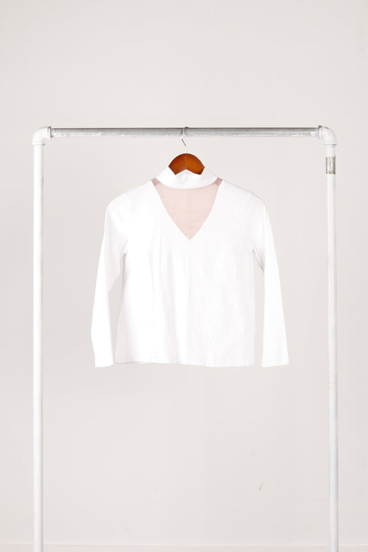 (sue)UNDERCOVER FW19 'Sheer Collar' L/S Mock Neck White (2019)