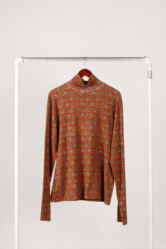 Kapital 'Portuguese Azulejo Print' Mock Neck L/S Top Red