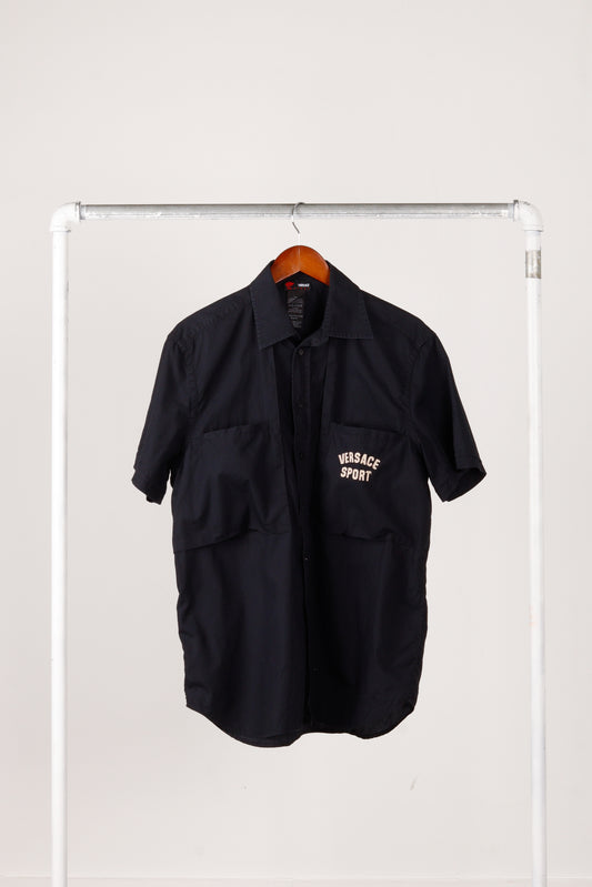 2000's Versace Sport 'Tackle Twill Embroidered Logo' S/S Shirt