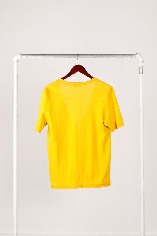 Vintage 80's Yves Saint Laurent 'Knit Sleeveless Cardigan' Sweater Top Yellow