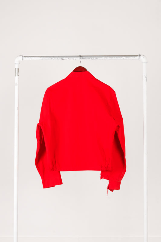 Vintage 60's Mule Skin 'Chenille Baseball C' Patched Work Jacket Red