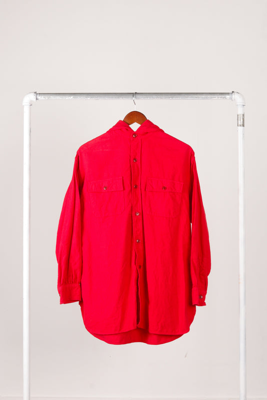 orSlow Womens 'Hooded Moleskin' Utility Oxford Shirt Red