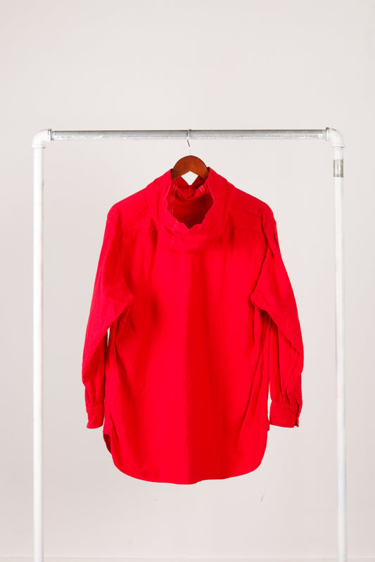 orSlow Womens 'Hooded Moleskin' Utility Oxford Shirt Red
