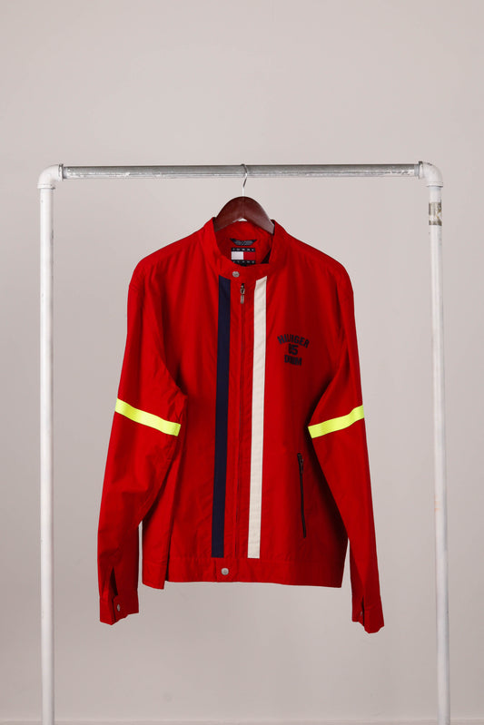 Vintage 1995 Tommy Jeans 'Hilfiger 85' Moto Jacket Red