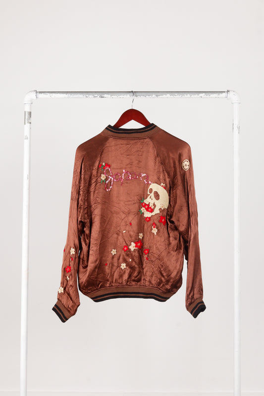 Vintage 80's Cropped Heads 'Sukajan Embroidered Peacock' Reversible Souvenir Jacket