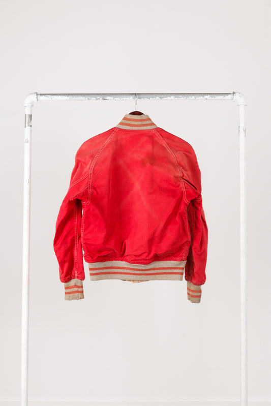 Vintage 30's Butwin 'Custom Cat Patch' Reversible Bomber Jacket Red
