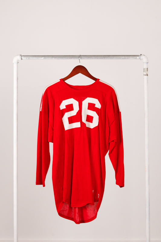 Vintage Mid Century '#26' L/S Football Jersey Red